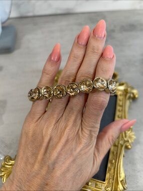 J. Crew Gold-Tone Stretch Bracelet with Champagne Acrylic Stones